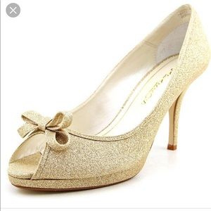 Caparros Peep Toe Shoes Sparkling Gold